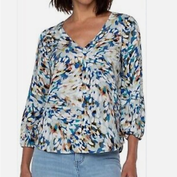 Liverpool Los Angeles Women’s 3/4 Sleeve Blouse Multicolor Size Large - Picture 1 of 14